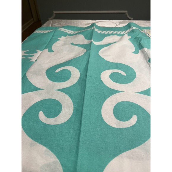 Beach Road Seahorses Teal White “The Beach Sheet” - Picture 12 of 14